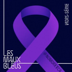 Ruban violet symbolisant la lutte contre les troubles des conduites alimentaires (TCA, anorexie, boulimie, hyperphagie). Alex Rocher, pour Les Maux Bleus.